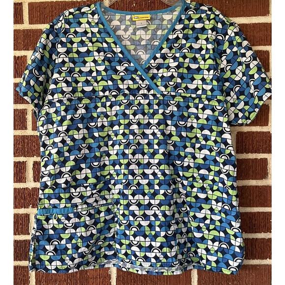 WonderWink Colorful Scrub Top Size Large - Picture 1 of 2